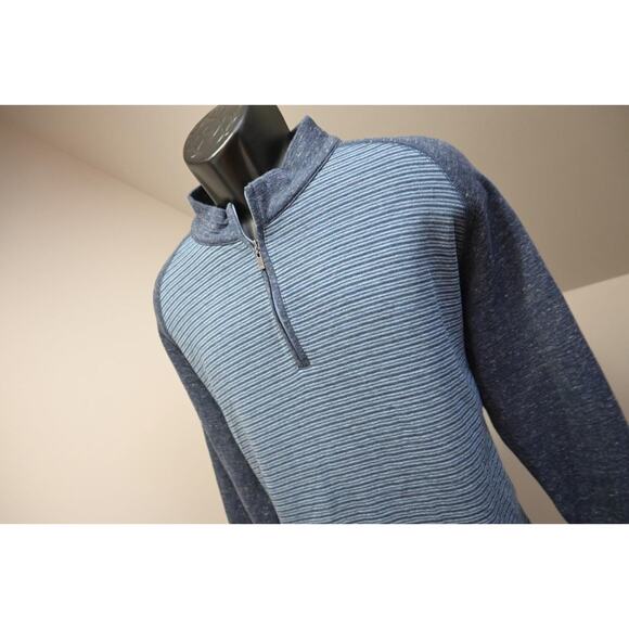Fish Hippie 1/4 Zip Sweater Casual Blue Striped Pullover Mens Sz XL - Picture 2 of 9